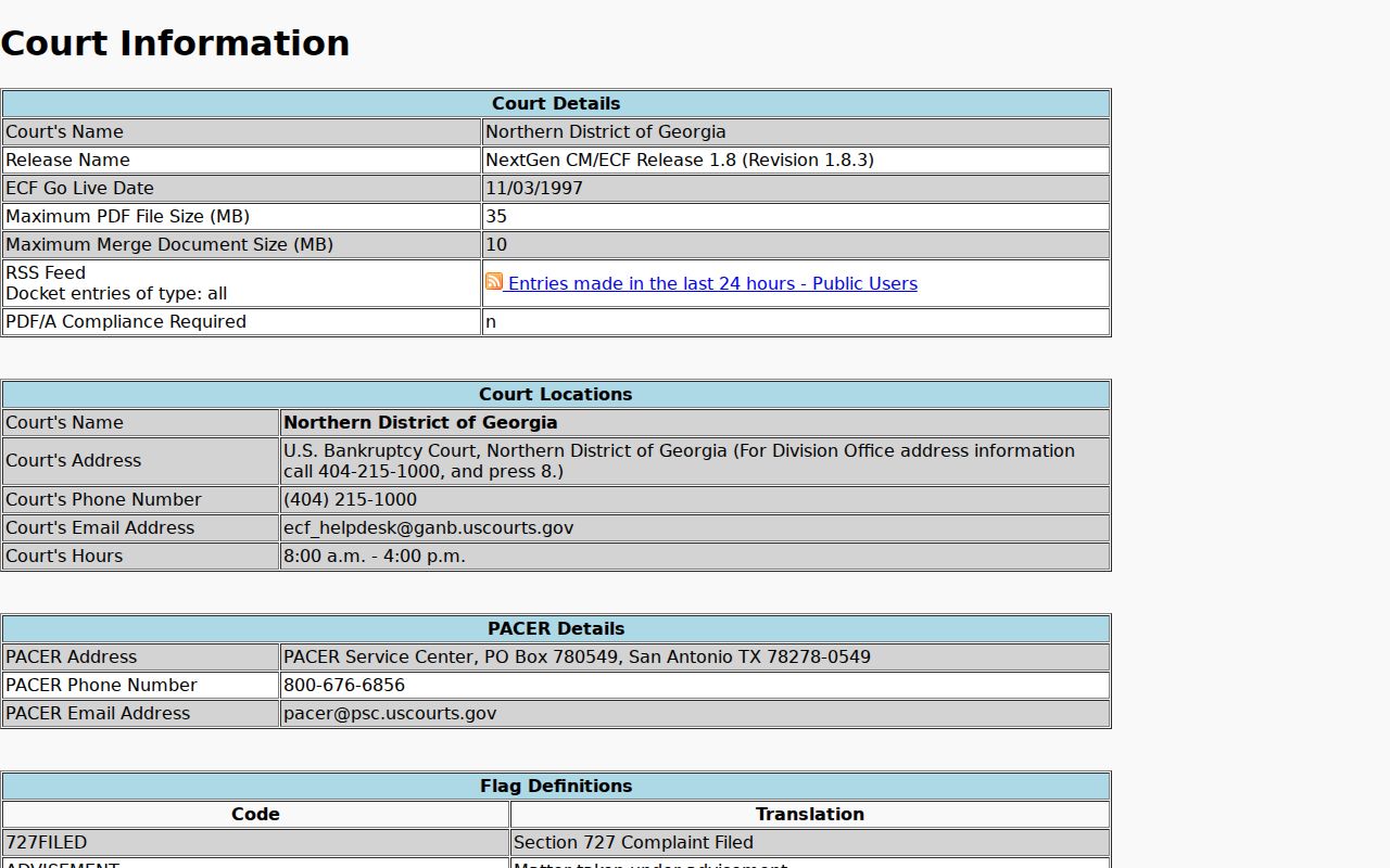 Oglethorpe County federal bankruptcy case lookup route