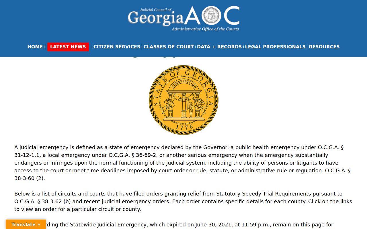 Oglethorpe County court dates emergency judicial orders page