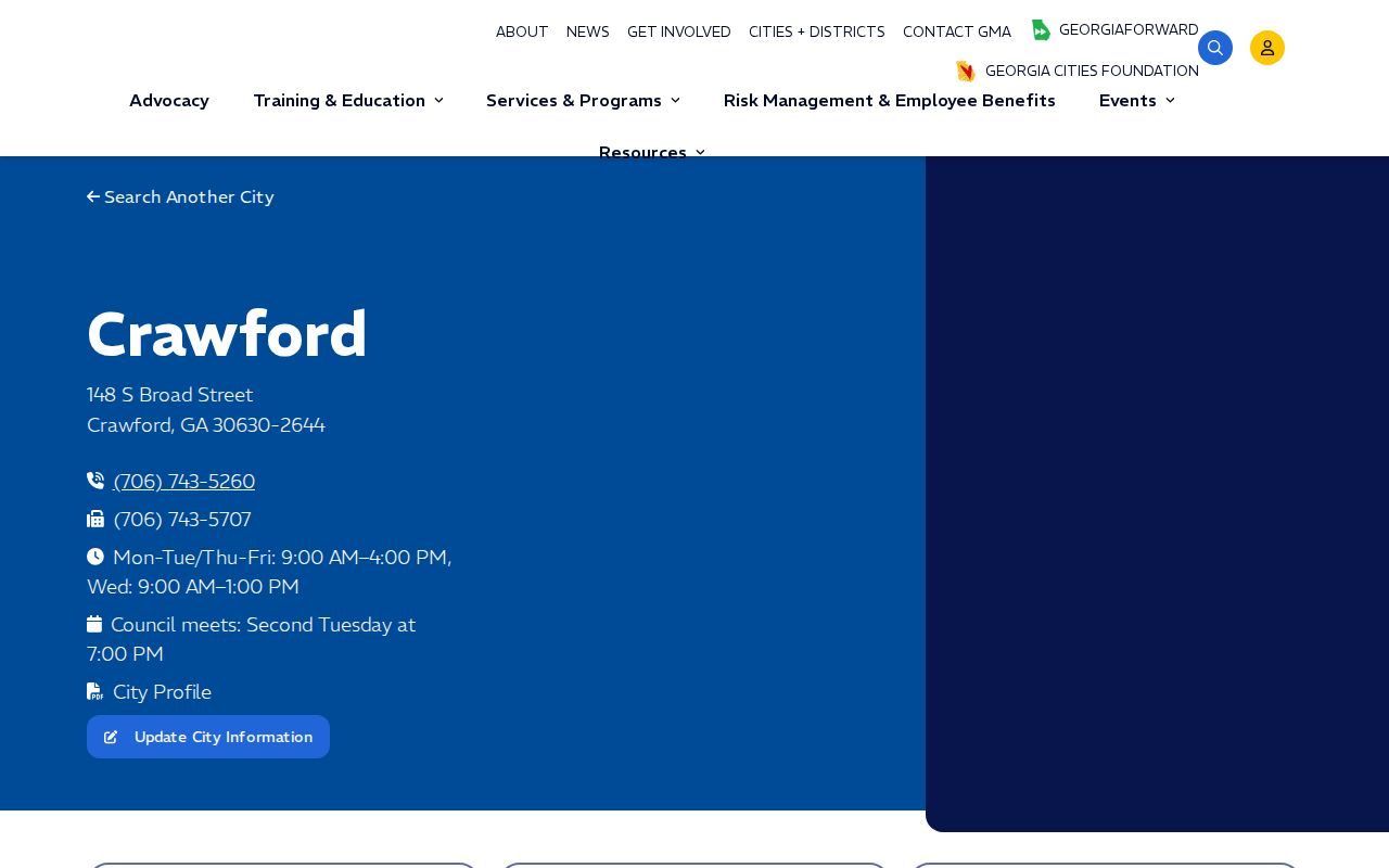 Official Crawford municipal profile showing the city contact route