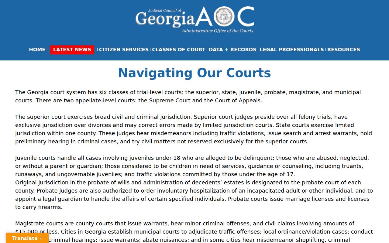 Georgia Courts guide to navigating court jurisdictions